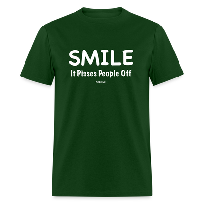 Smile It Pisses People Off T-Shirt - forest green