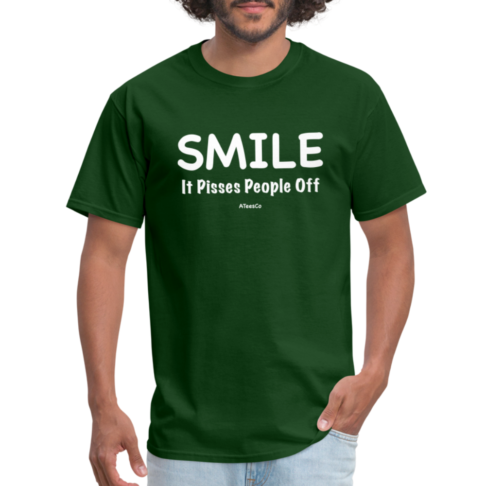 Smile It Pisses People Off T-Shirt - forest green