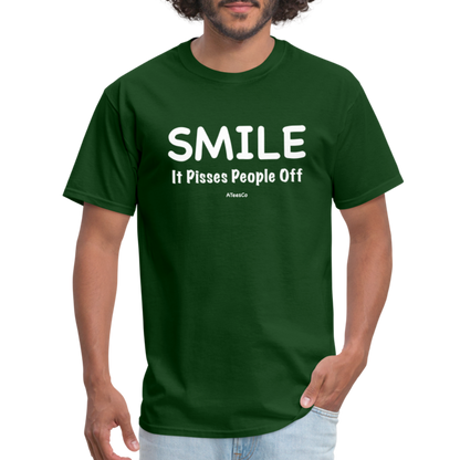 Smile It Pisses People Off T-Shirt - forest green