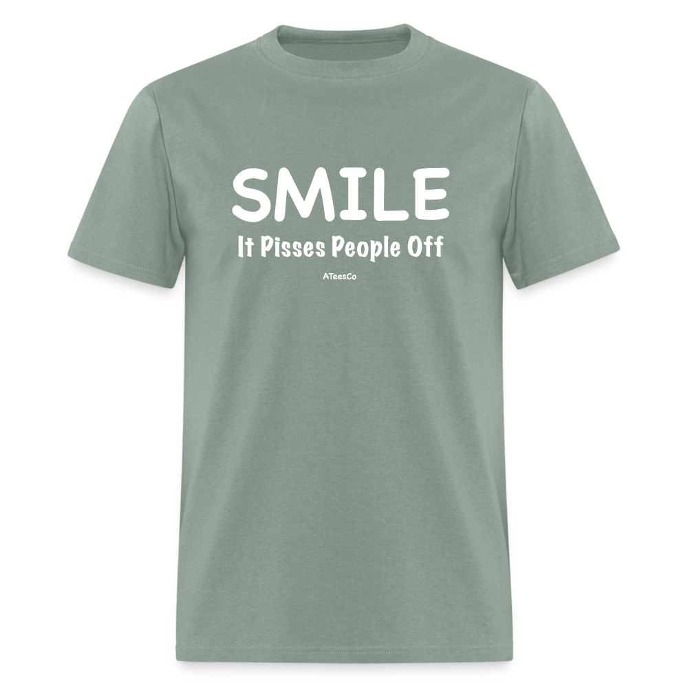 Smile It Pisses People Off T-Shirt - sage