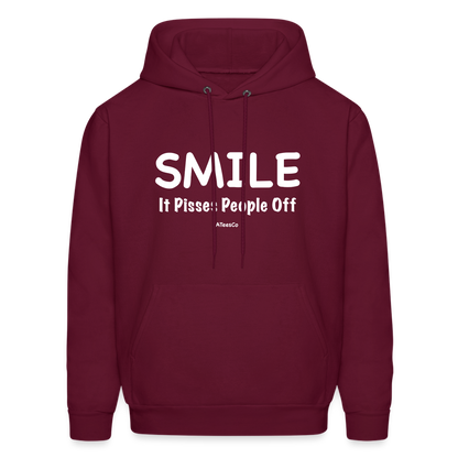 Smile It Pisses People Off Hoodie - burgundy