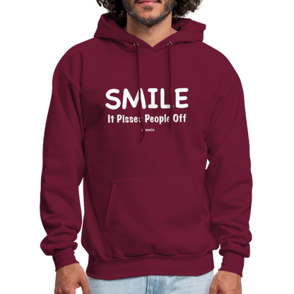 Smile It Pisses People Off Hoodie - burgundy