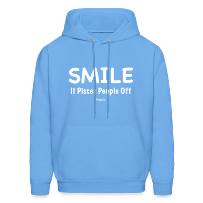 Smile It Pisses People Off Hoodie - carolina blue