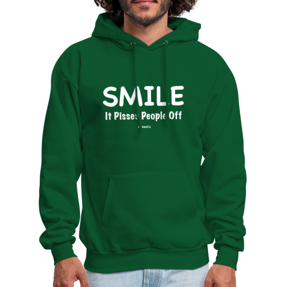 Smile It Pisses People Off Hoodie - forest green