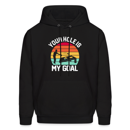 Your Hole is my Goal (Cornhole) Hoodie - Color: denim blue