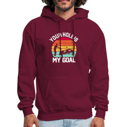 Your Hole is my Goal (Cornhole) Hoodie - Color: burgundy