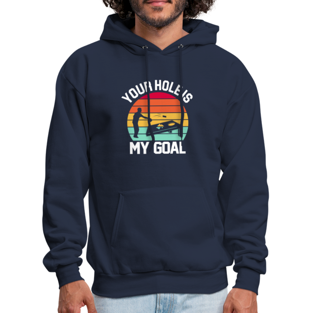 Your Hole is my Goal (Cornhole) Hoodie - Color: denim blue