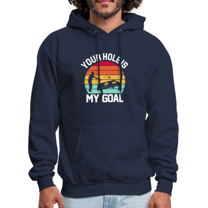 Your Hole is my Goal (Cornhole) Hoodie - Color: denim blue