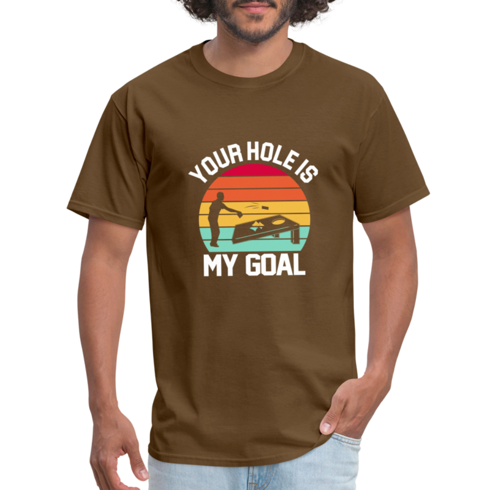 Your Hole is my Goal (Cornhole) T-Shirt - Color: denim