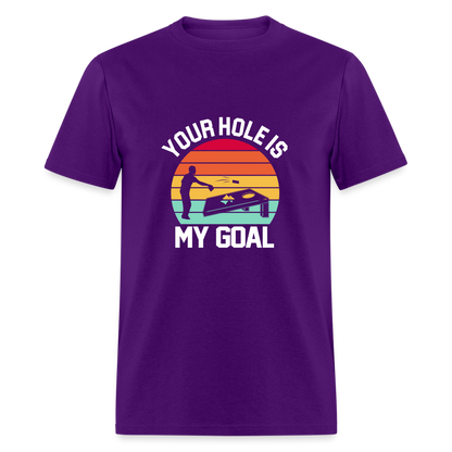 Your Hole is my Goal (Cornhole) T-Shirt - Color: denim