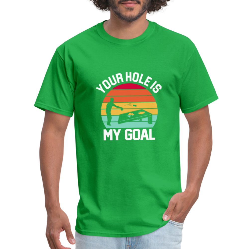 Your Hole is my Goal (Cornhole) T-Shirt - Color: denim