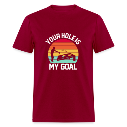 Your Hole is my Goal (Cornhole) T-Shirt - Color: denim