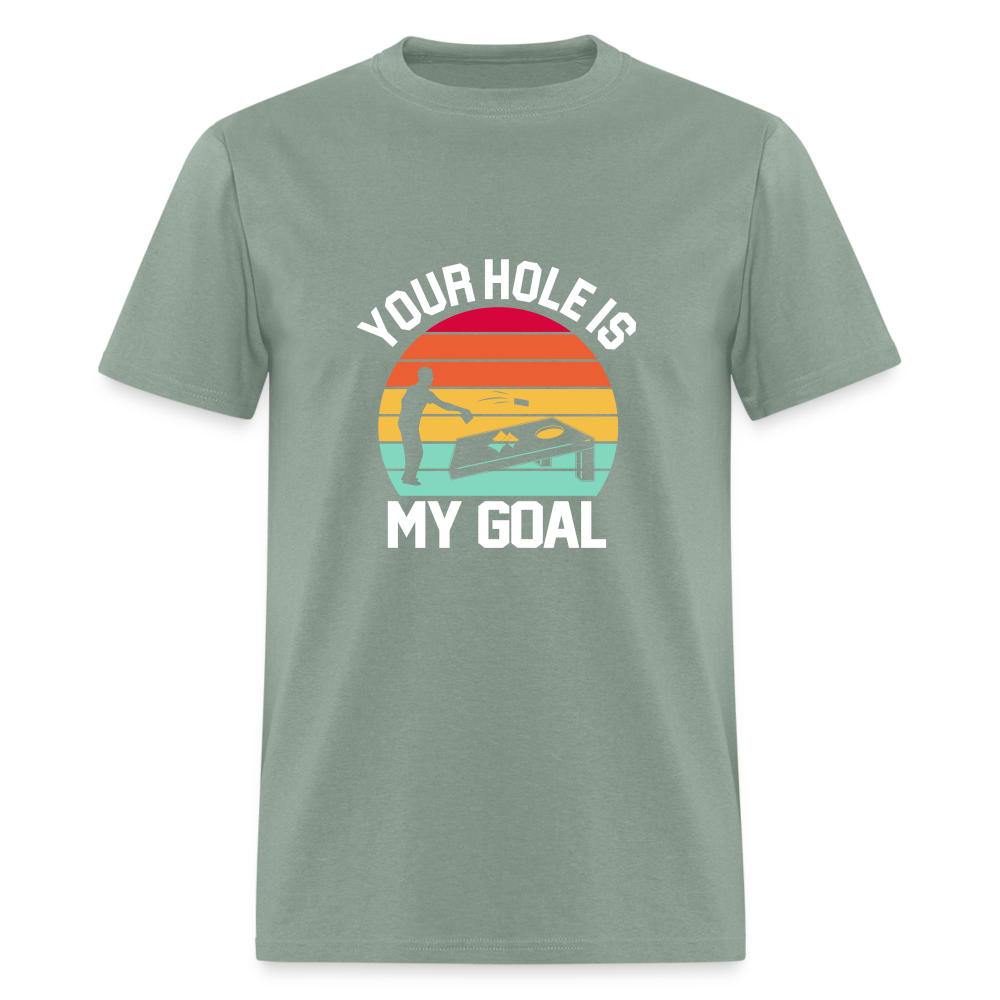 Your Hole is my Goal (Cornhole) T-Shirt - Color: denim