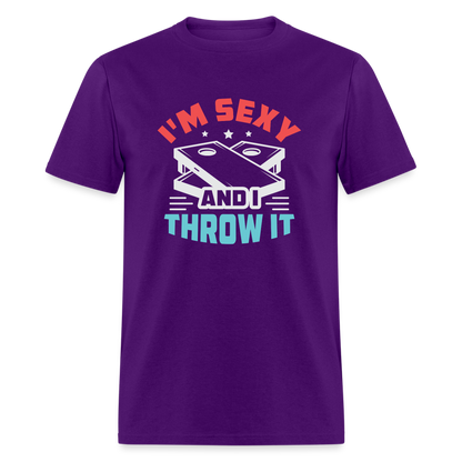 I'm Sexy and I Throw It (Cornhole) T-Shirt - Color: purple