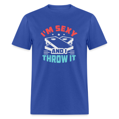 I'm Sexy and I Throw It (Cornhole) T-Shirt - Color: denim