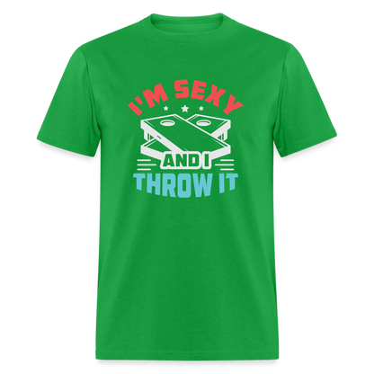 I'm Sexy and I Throw It (Cornhole) T-Shirt - Color: bright green