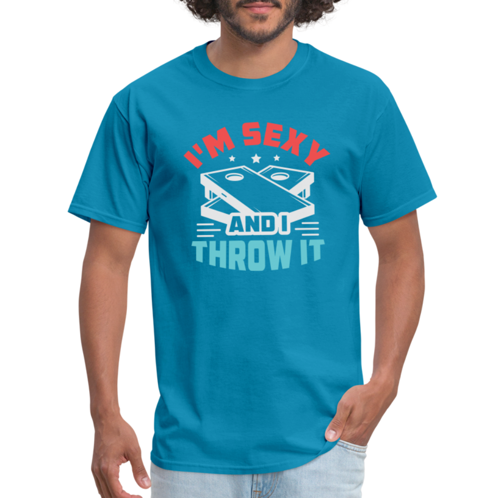 I'm Sexy and I Throw It (Cornhole) T-Shirt - Color: denim