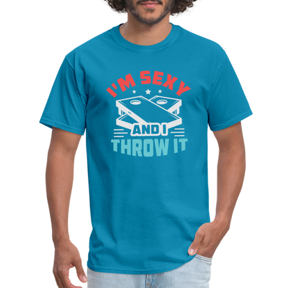 I'm Sexy and I Throw It (Cornhole) T-Shirt - Color: denim