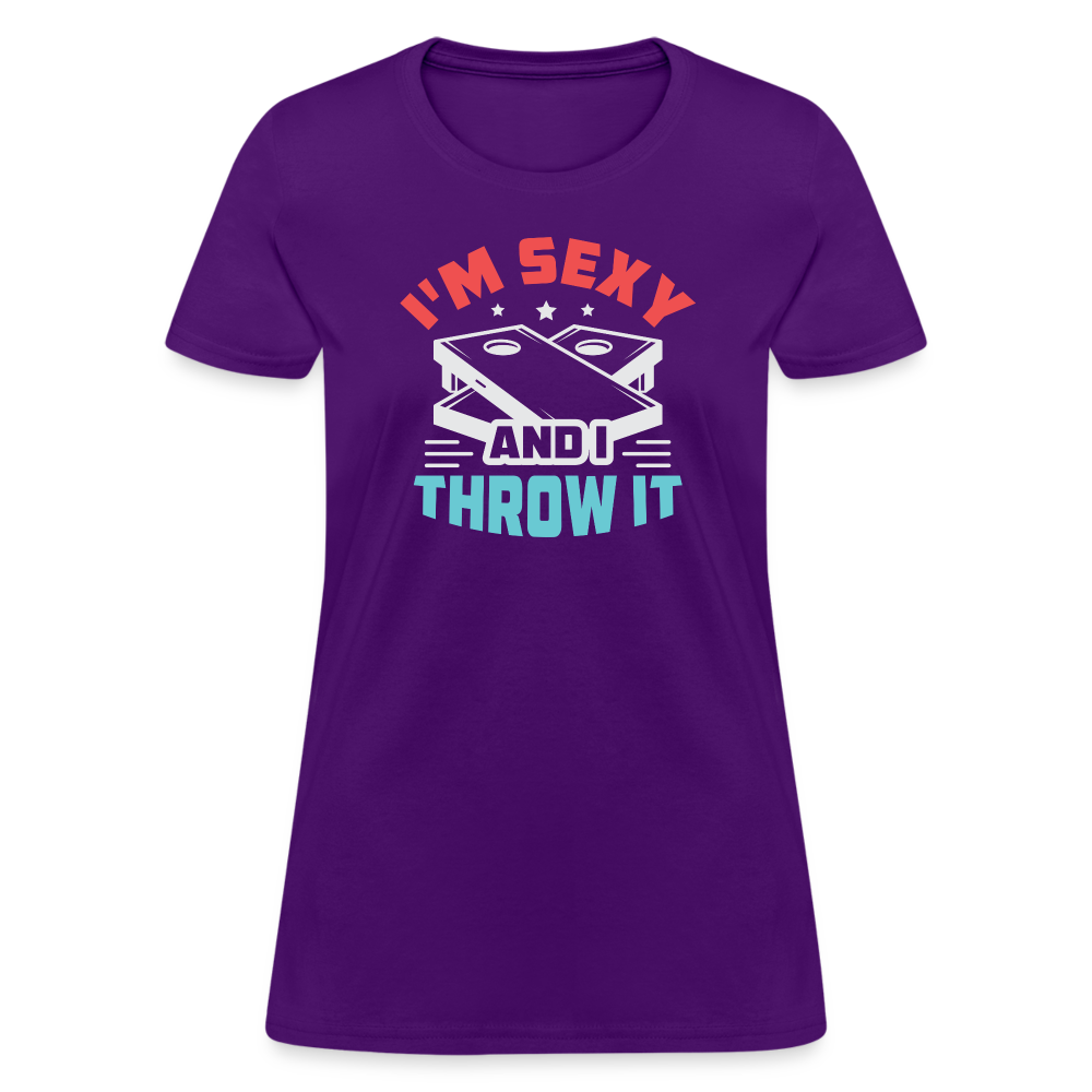 I'm Sexy and I Throw It (Cornhole) Women's T-Shirt - Color: heather black