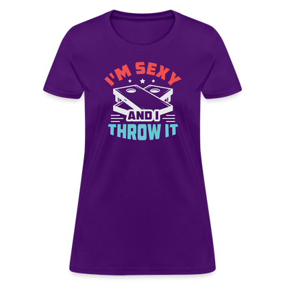 I'm Sexy and I Throw It (Cornhole) Women's T-Shirt - Color: heather black