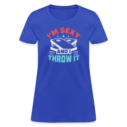 I'm Sexy and I Throw It (Cornhole) Women's T-Shirt - Color: royal blue