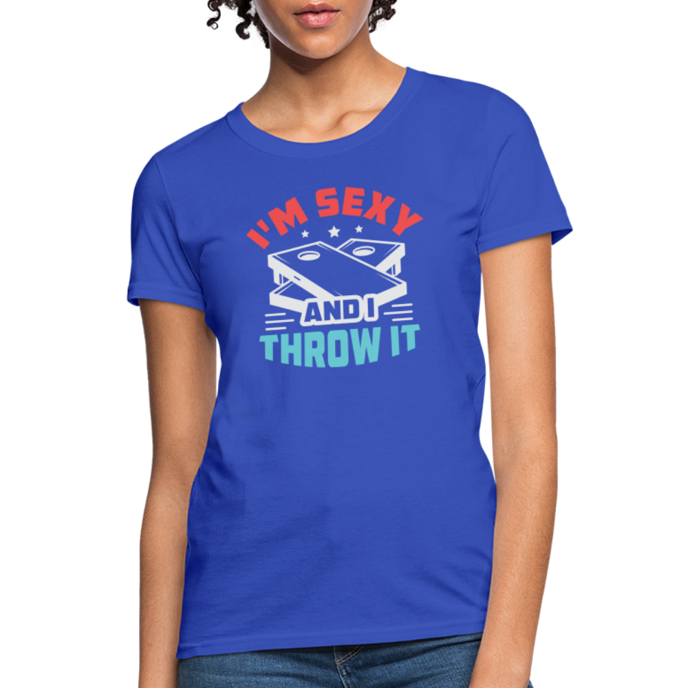 I'm Sexy and I Throw It (Cornhole) Women's T-Shirt - Color: heather black