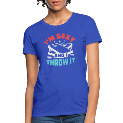 I'm Sexy and I Throw It (Cornhole) Women's T-Shirt - Color: heather black