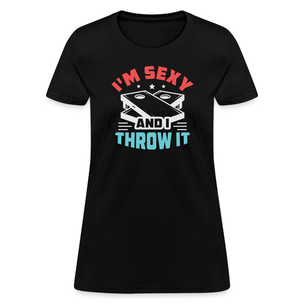 I'm Sexy and I Throw It (Cornhole) Women's T-Shirt - Color: heather black