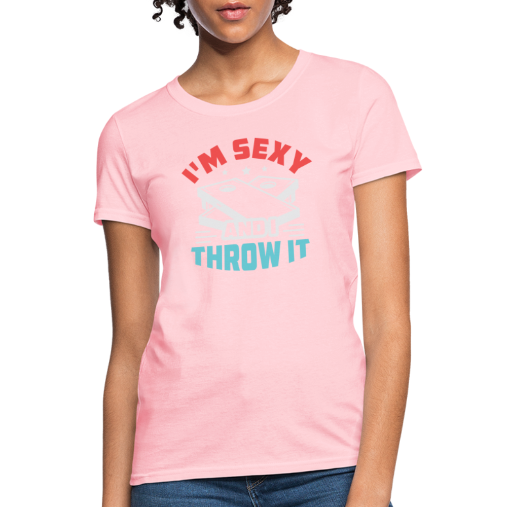 I'm Sexy and I Throw It (Cornhole) Women's T-Shirt - Color: pink