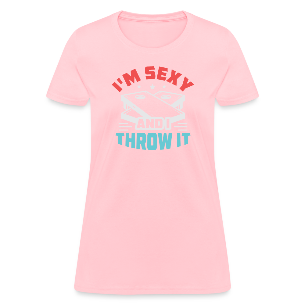 I'm Sexy and I Throw It (Cornhole) Women's T-Shirt - Color: heather black