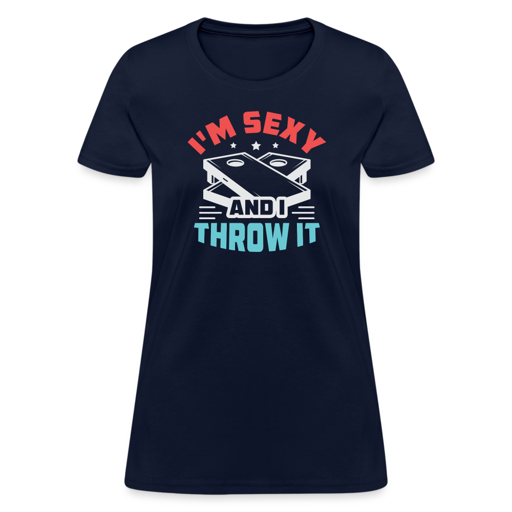 I'm Sexy and I Throw It (Cornhole) Women's T-Shirt - Color: heather black