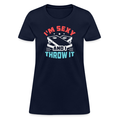 I'm Sexy and I Throw It (Cornhole) Women's T-Shirt - Color: heather black