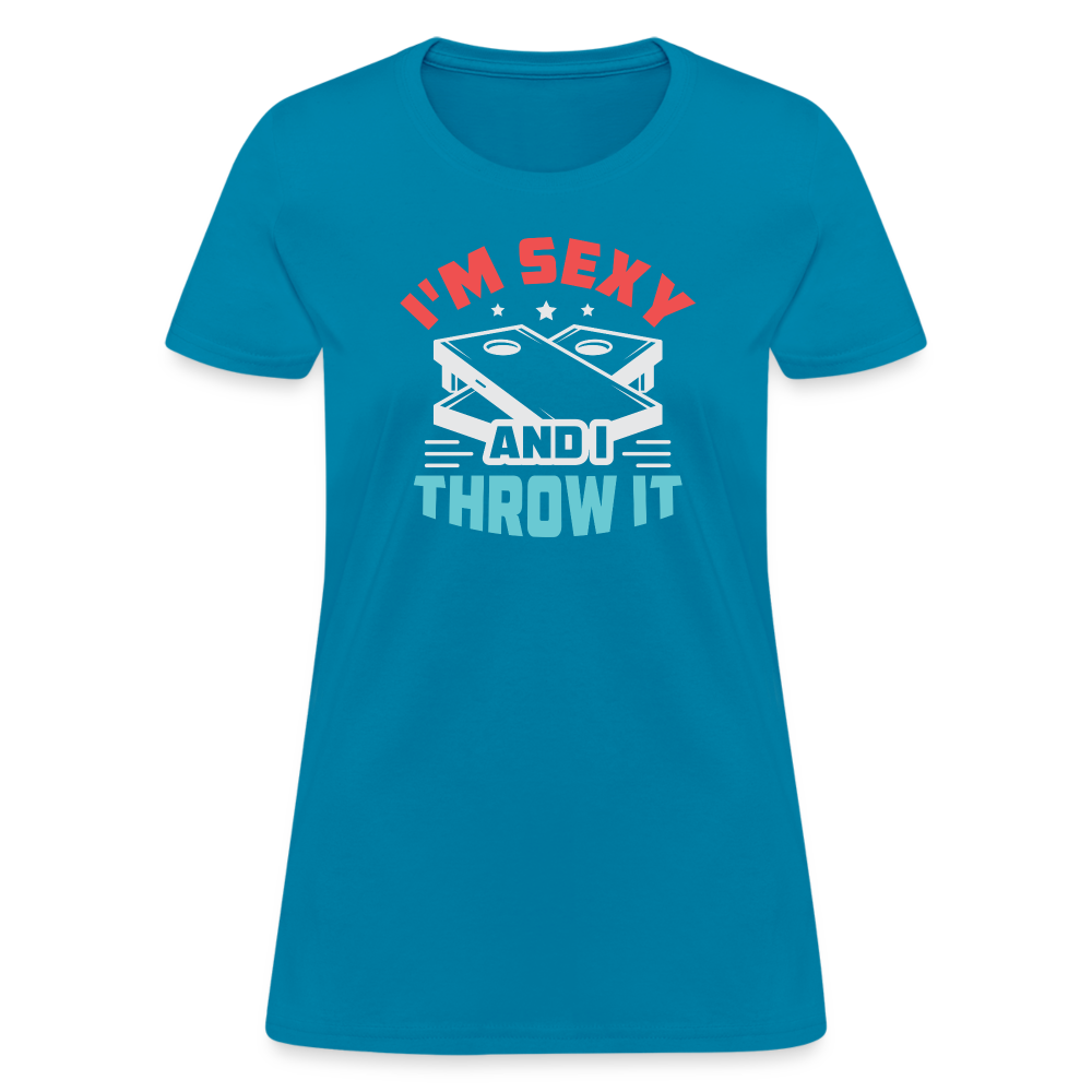 I'm Sexy and I Throw It (Cornhole) Women's T-Shirt - Color: heather black