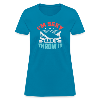 I'm Sexy and I Throw It (Cornhole) Women's T-Shirt - Color: heather black