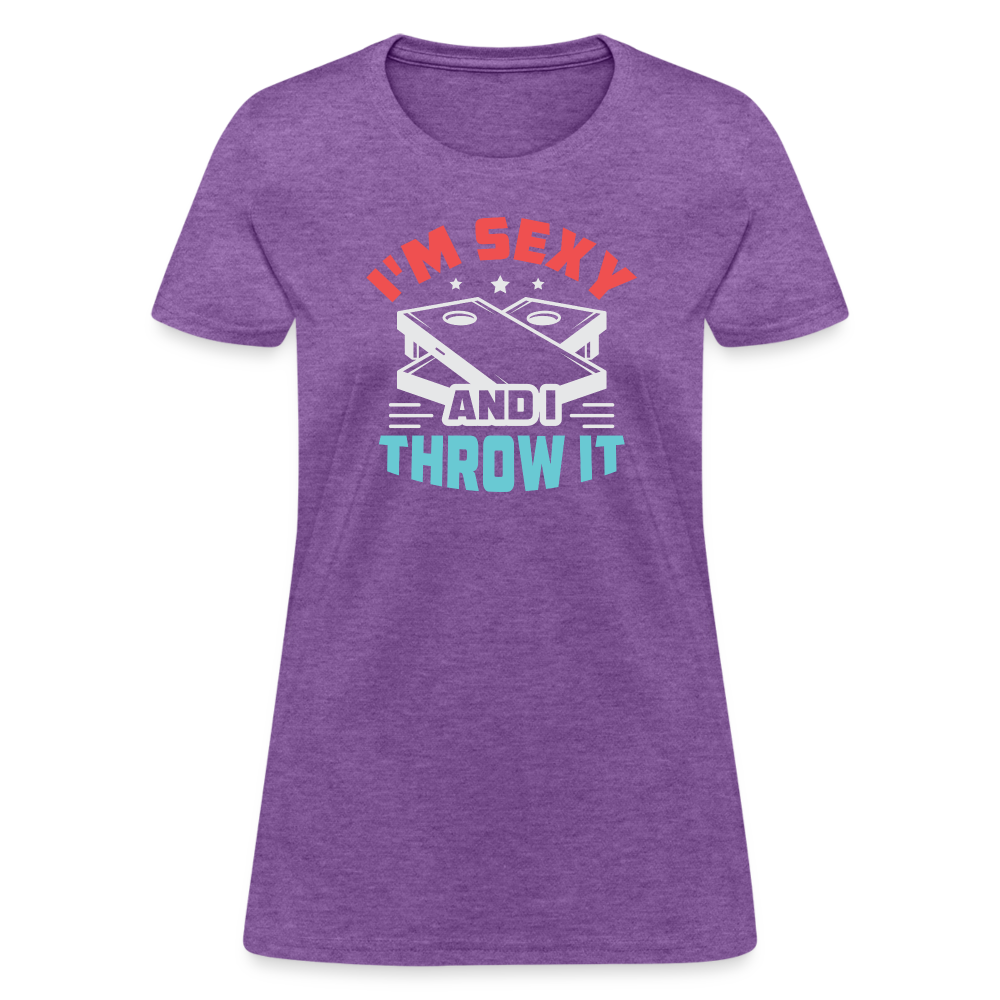 I'm Sexy and I Throw It (Cornhole) Women's T-Shirt - Color: heather black