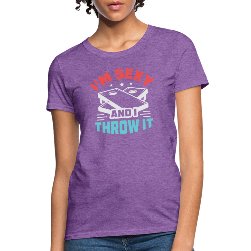 I'm Sexy and I Throw It (Cornhole) Women's T-Shirt - Color: purple heather