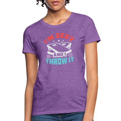 I'm Sexy and I Throw It (Cornhole) Women's T-Shirt - Color: purple heather