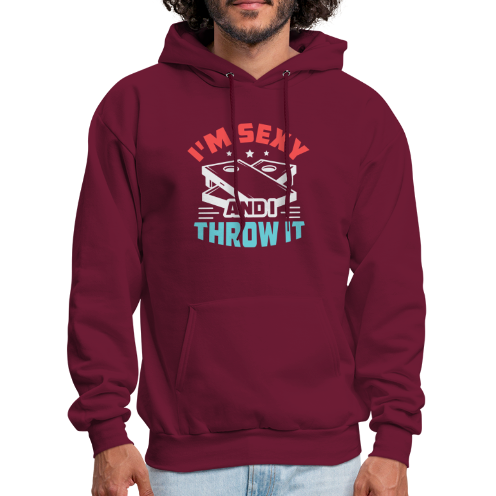 I'm Sexy and I Throw It (Cornhole) Hoodie - Color: charcoal grey