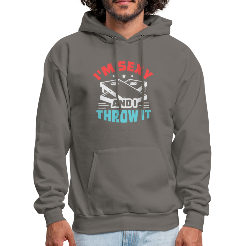 I'm Sexy and I Throw It (Cornhole) Hoodie - Color: charcoal grey