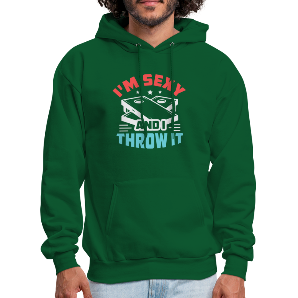 I'm Sexy and I Throw It (Cornhole) Hoodie - Color: charcoal grey