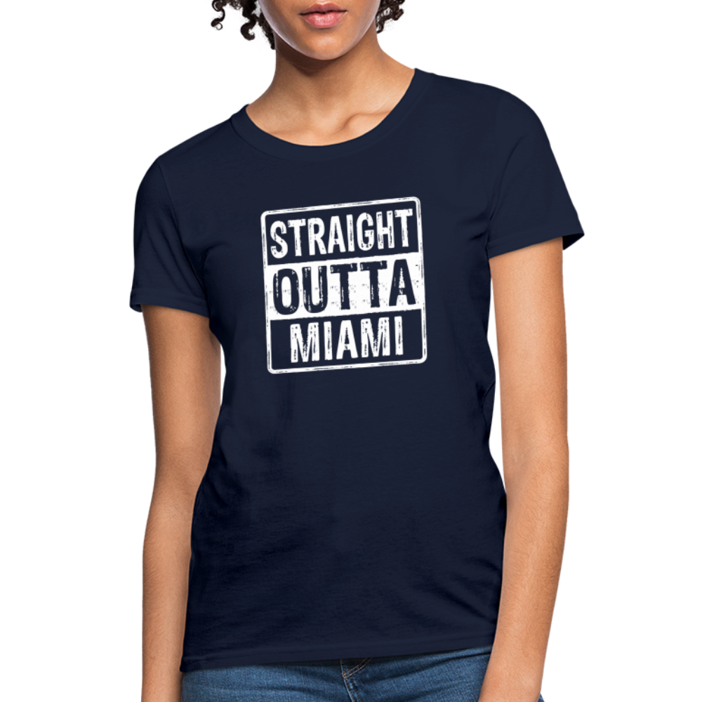 Straight Outta Miami (Florida) Women's T-Shirt - Color: navy