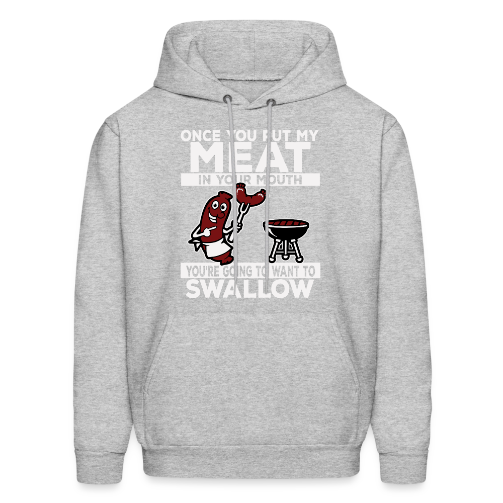 Swallow My Meat (BBQ Grilling Adult Humor) Hoodie - heather gray