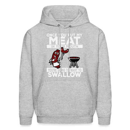 Swallow My Meat (BBQ Grilling Adult Humor) Hoodie - heather gray