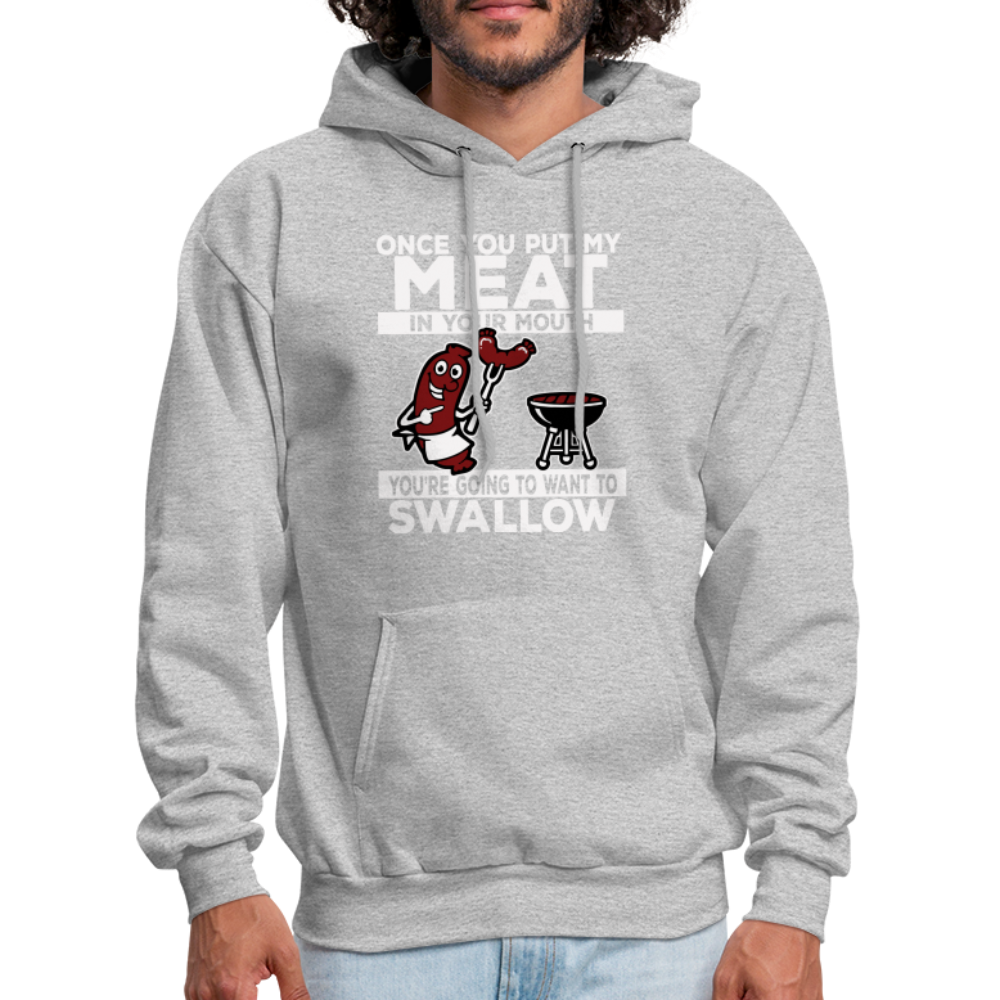 Swallow My Meat (BBQ Grilling Adult Humor) Hoodie - heather gray