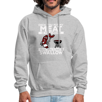 Swallow My Meat (BBQ Grilling Adult Humor) Hoodie - heather gray