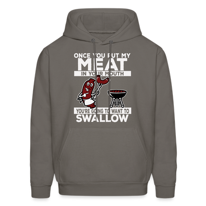 Swallow My Meat (BBQ Grilling Adult Humor) Hoodie - asphalt gray