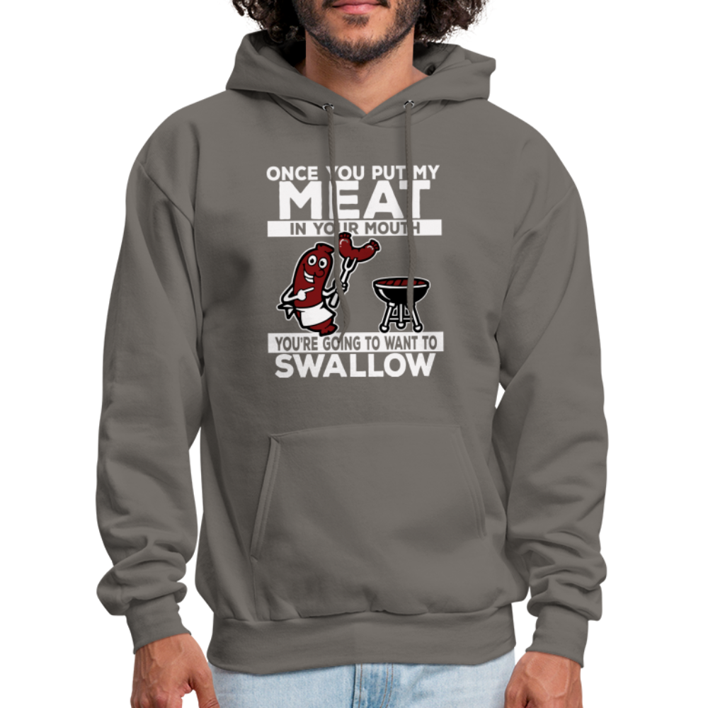 Swallow My Meat (BBQ Grilling Adult Humor) Hoodie - asphalt gray