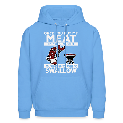 Swallow My Meat (BBQ Grilling Adult Humor) Hoodie - carolina blue