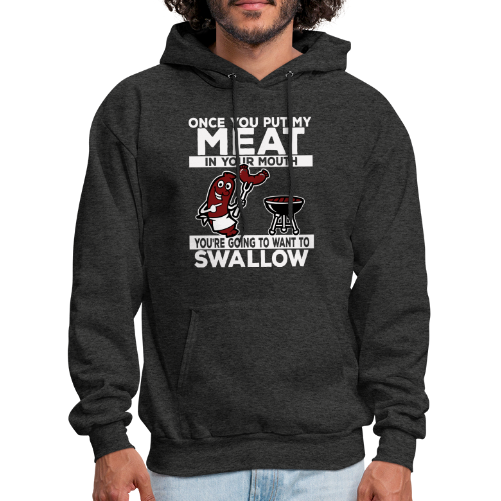 Swallow My Meat (BBQ Grilling Adult Humor) Hoodie - charcoal grey