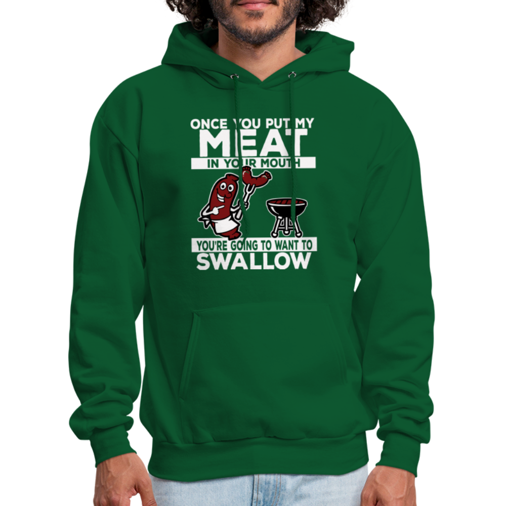 Swallow My Meat (BBQ Grilling Adult Humor) Hoodie - forest green